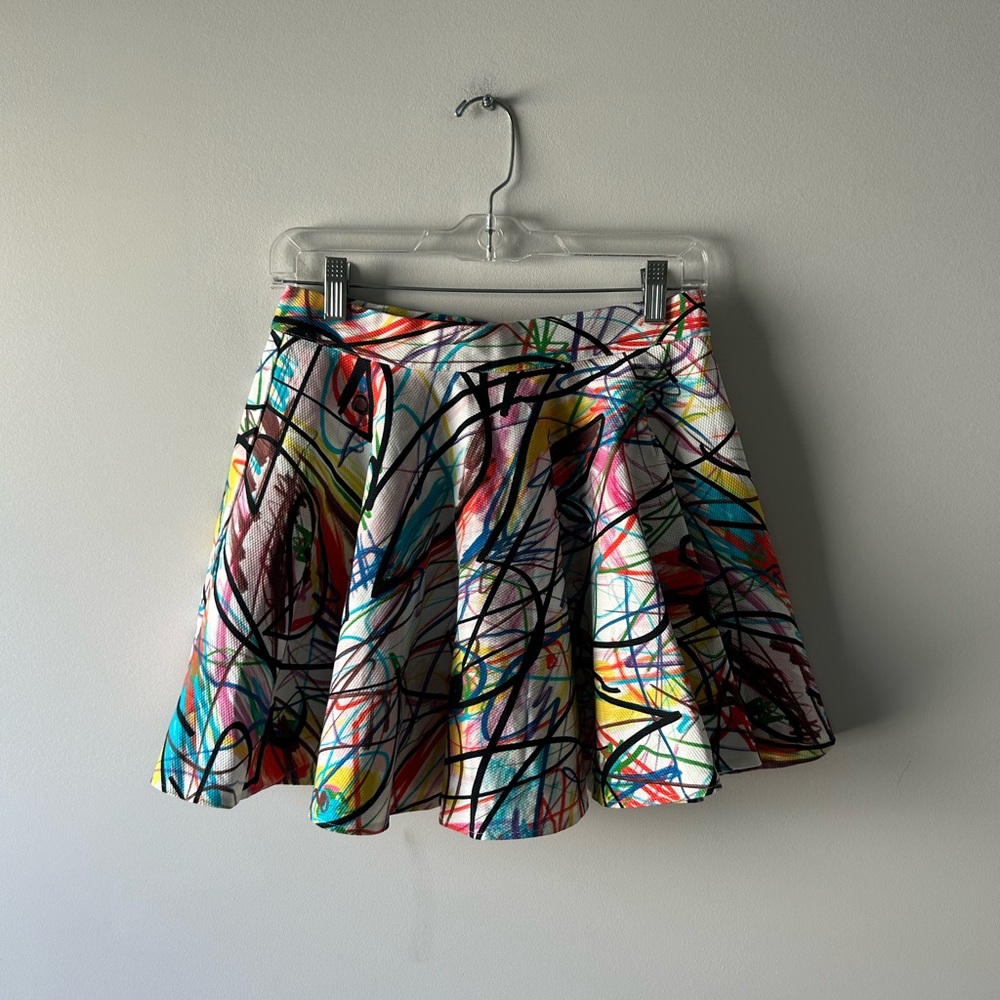 Jeremy Scott multi color scribble couture graffiti skirt